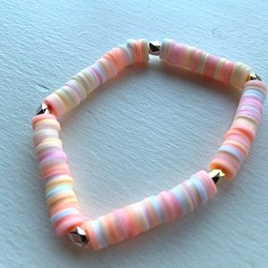 Pastel colorful bracelet gold tone diamond shape beads handmade seed bead